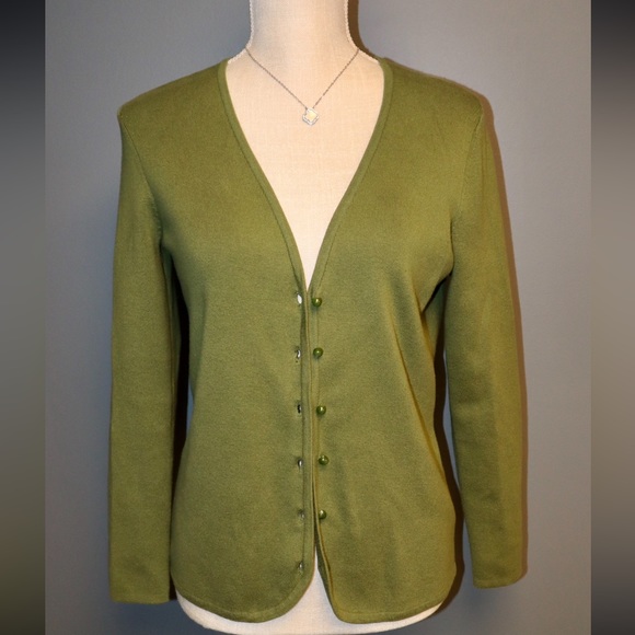 Mercer Street Studio Green Button Down Cardigan Top Size Small - Picture 1 of 15